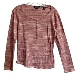 SCOTCH & SODA Henley Long Sleeve Shirt Size 1 Medium Women Red White Cla…